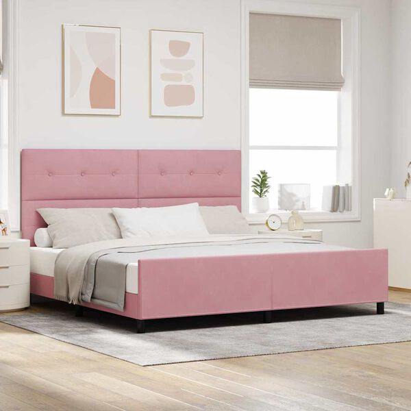 vidaXL Cama tipo Box Spring con cabecera Rosa 200 x 200 cm Terciopelo