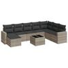 vidaXL Set muebles jard&iacute;n 9 pzas y cojines rat&aacute;n sint&eacute;tico gris claro