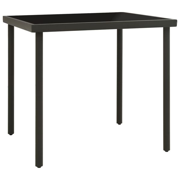 vidaXL Mesa de comedor jard&iacute;n vidrio y acero gris antracita 80x80x72cm