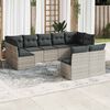 vidaXL Set muebles jard&iacute;n 9 pzas y cojines rat&aacute;n sint&eacute;tico gris claro