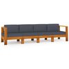 vidaXL Sof&aacute; de jard&iacute;n 4 plazas con coj&iacute;n gris oscuro madera de acacia