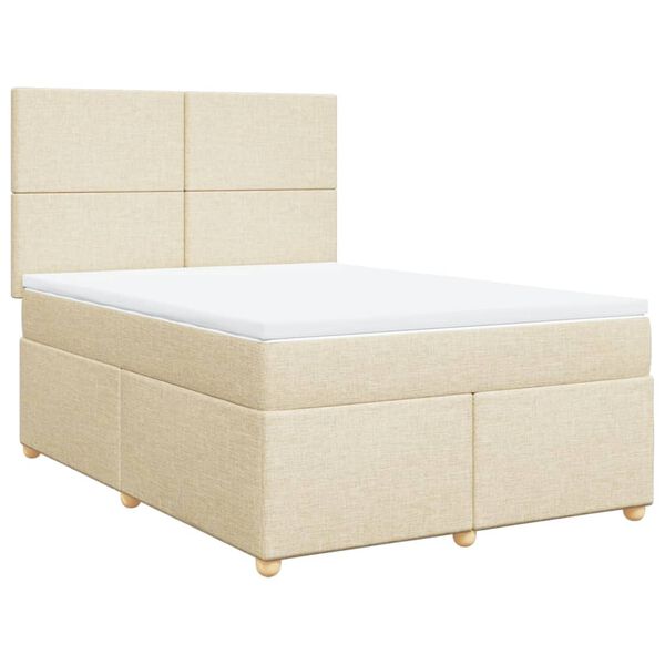 vidaXL Cama box spring con colch&oacute;n tela color crema 140x190 cm