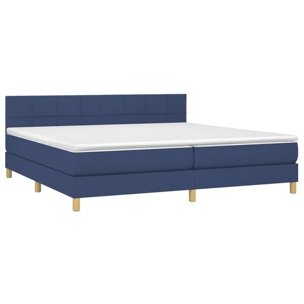 vidaXL Cama box spring con colch&oacute;n y LED tela azul 200x200 cm