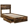 vidaXL Cama con almacenamiento con cabecera Roble ahumado 90 x 200 cm