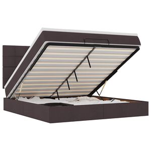 vidaXL Estructura cama otomana colch&oacute;n tela marr&oacute;n oscuro 180x200cm