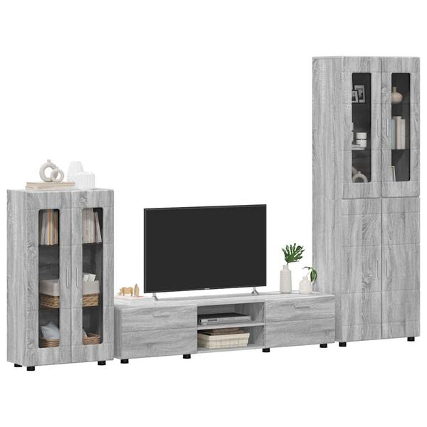 vidaXL Conjunto de mueble de TV Gris Sonoma Madera de ingenier&iacute;a