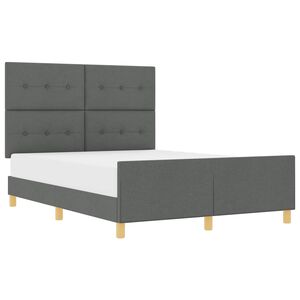 vidaXL Estructura de cama con cabecera Gris oscuro 140 x 190 cm tela