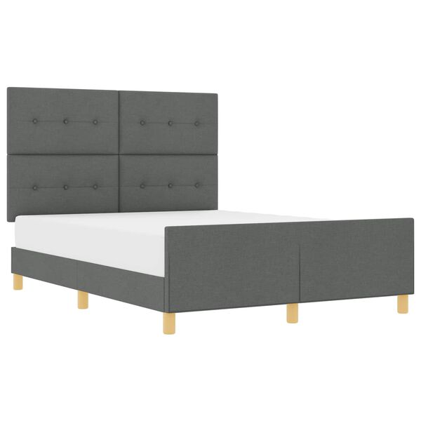 vidaXL Estructura de cama con cabecera Gris oscuro 140 x 190 cm tela