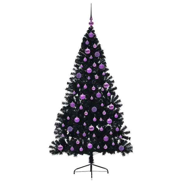 vidaXL &Aacute;rbol de Navidad Artificial Preiluminado Negro 180 cm PVC