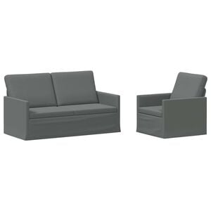 vidaXL Juego de Sof&aacute; 2 pcs Gris oscuro Tela