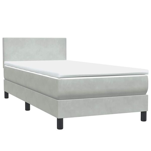 vidaXL Cama box spring con colch&oacute;n terciopelo gris claro 80x220 cm
