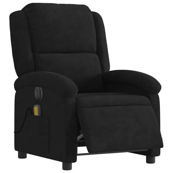 vidaXL Sill&oacute;n reclinable de masaje el&eacute;ctrico terciopelo negro
