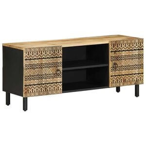 vidaXL Mueble de TV madera maciza de mango rugosa negro 105x33,5x46 cm