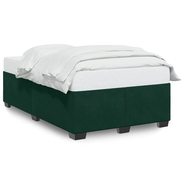 vidaXL Estructura cama sin colch&oacute;n terciopelo verde oscuro 120x200 cm