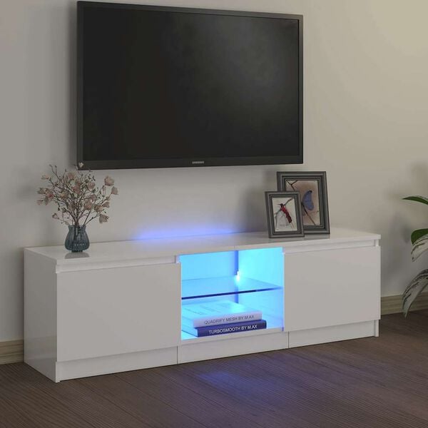 vidaXL Mueble de TV con luces LED blanco brillante 120x30x36 cm