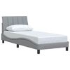 vidaXL Estructura de cama sin colch&oacute;n Hanko tela gris claro 90x200 cm