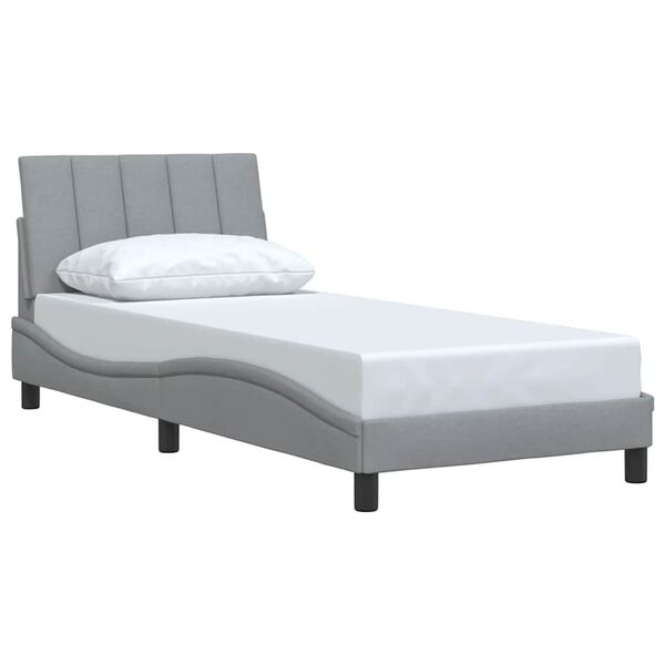 vidaXL Estructura de cama sin colch&oacute;n Hanko tela gris claro 90x200 cm