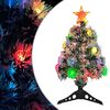 vidaXL &Aacute;rbol de Navidad con luces fibra &oacute;ptica blanco y azul 64 cm