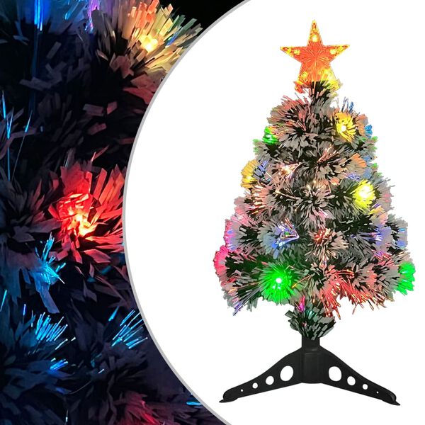 vidaXL &Aacute;rbol de Navidad con luces fibra &oacute;ptica blanco y azul 64 cm