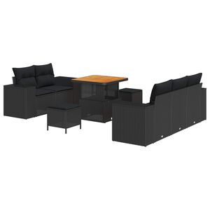 vidaXL Conjunto de sof&aacute; de jard&iacute;n 8 pcs Negro rat&aacute;n sint&eacute;tico