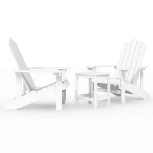 vidaXL Sillas de jard&iacute;n Adirondack con mesa HDPE blanco