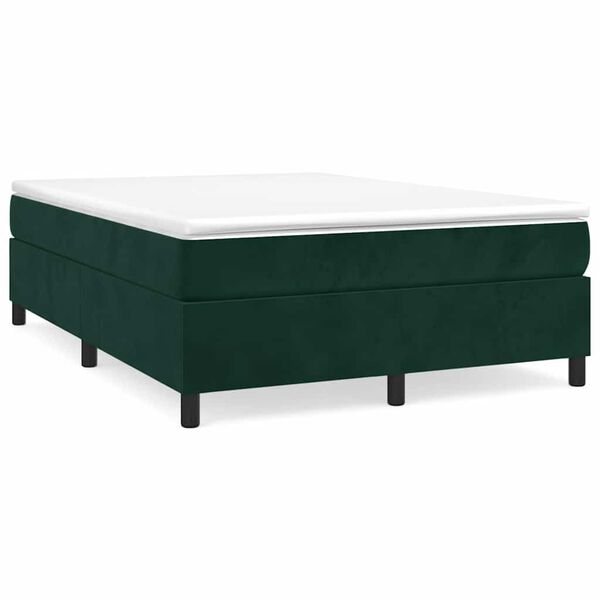 vidaXL Cama box spring con colch&oacute;n terciopelo verde oscuro 140x200 cm