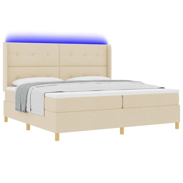 vidaXL Cama tipo Box Spring con colch&oacute;n Crema 140 x 200 cm tela