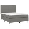 vidaXL Cama box spring colch&oacute;n y luces LED tela gris oscuro 140x190 cm
