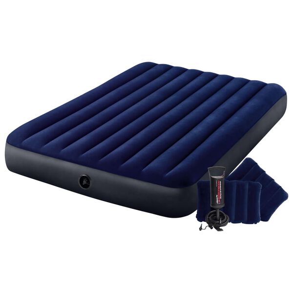 Intex Cama hinchable Dura-Beam con bomba azul 152x203x25 cm