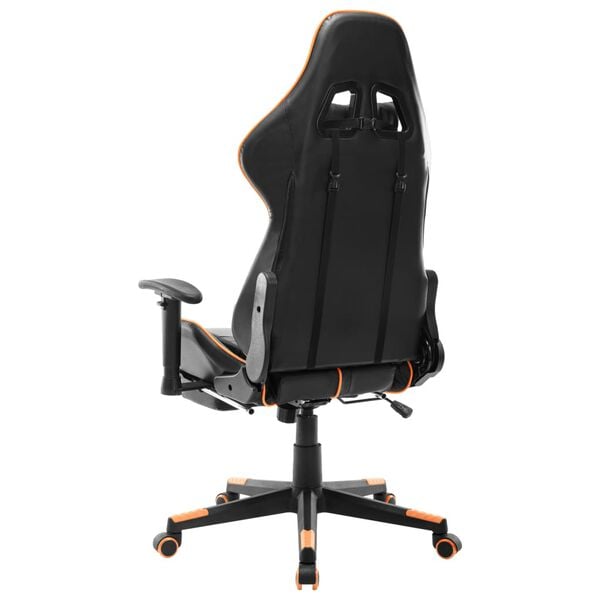 vidaXL Silla de gaming con reposapi&eacute;s cuero sint&eacute;tico negro y naranja