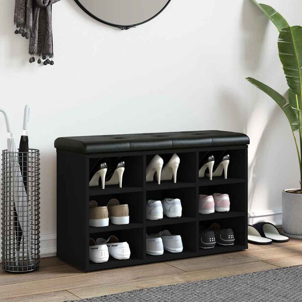 vidaXL Zapatero madera de ingenier&iacute;a negro 82x32x50 cm