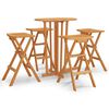 vidaXL Mesa y taburetes altos plegables 5 piezas madera maciza de teca