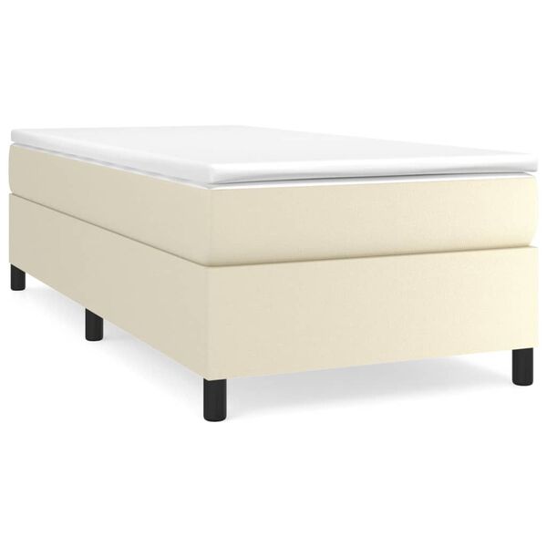 vidaXL Estructura de cama con somier cuero sint&eacute;tico crema 90x200 cm