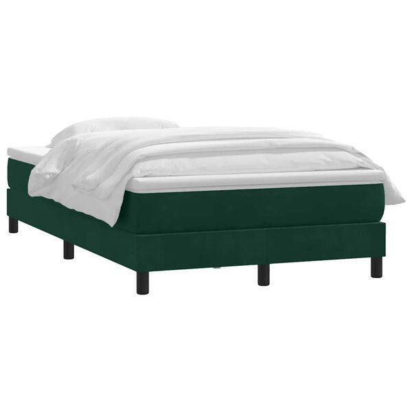 vidaXL Cama box spring con colch&oacute;n terciopelo verde oscuro 120x220 cm