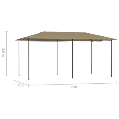 vidaXL Cenador gris taupe 3x6x2,6 m 160 g/m²