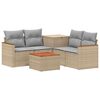 vidaXL Juego de Sof&aacute; 6 uds. Beige y Gris Claro Rat&aacute;n sint&eacute;tico y acero