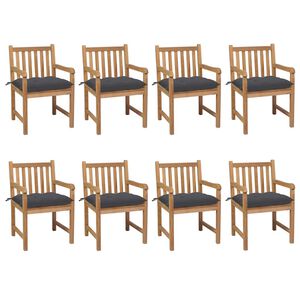 vidaXL Sillas de jard&iacute;n 8 uds madera maciza de teca cojines antracita