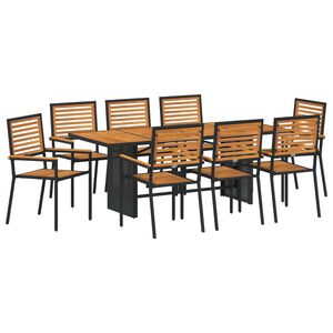 vidaXL Conjunto de Comedor de Jard&iacute;n 9 uds. Negro y Marr&oacute;n