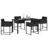 vidaXL Conjunto de Comedor de Jard&iacute;n 5 pcs Negro rat&aacute;n sint&eacute;tico