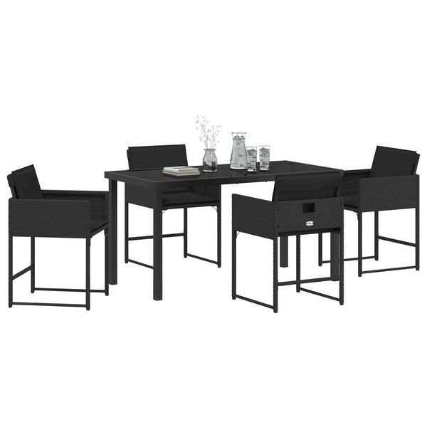 vidaXL Conjunto de Comedor de Jard&iacute;n 5 pcs Negro rat&aacute;n sint&eacute;tico