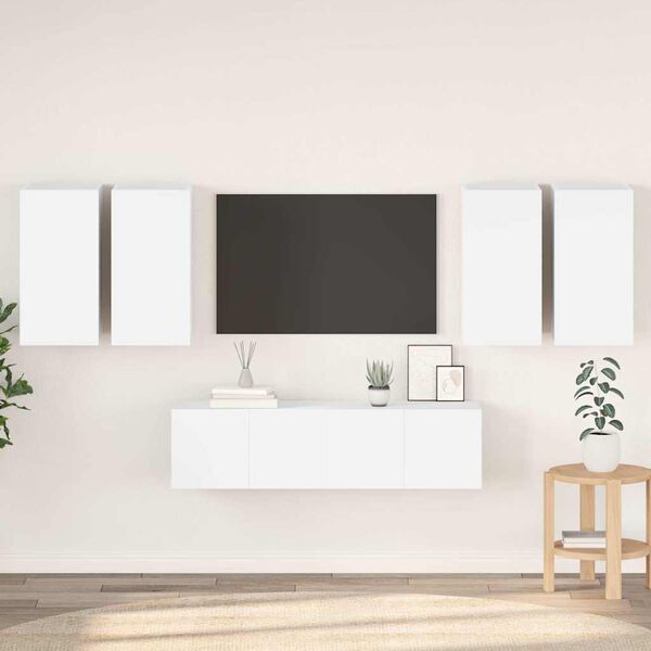 vidaXL Set de muebles de sal&oacute;n TV 6 piezas madera de ingenier&iacute;a blanco