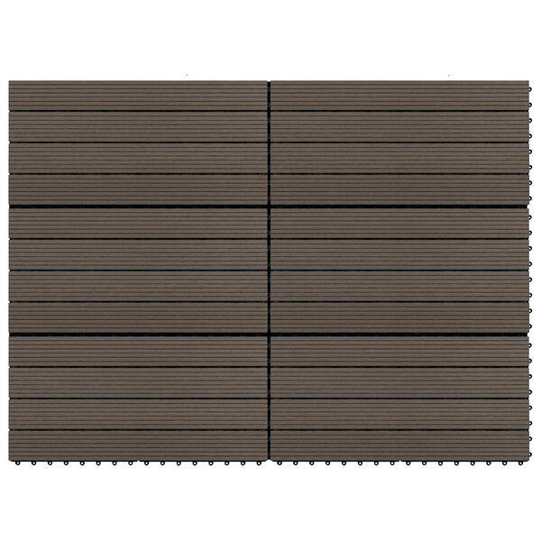 vidaXL Tile de Decking 6 pcs Marr&oacute;n Oscuro 60 x 30 cm WPC