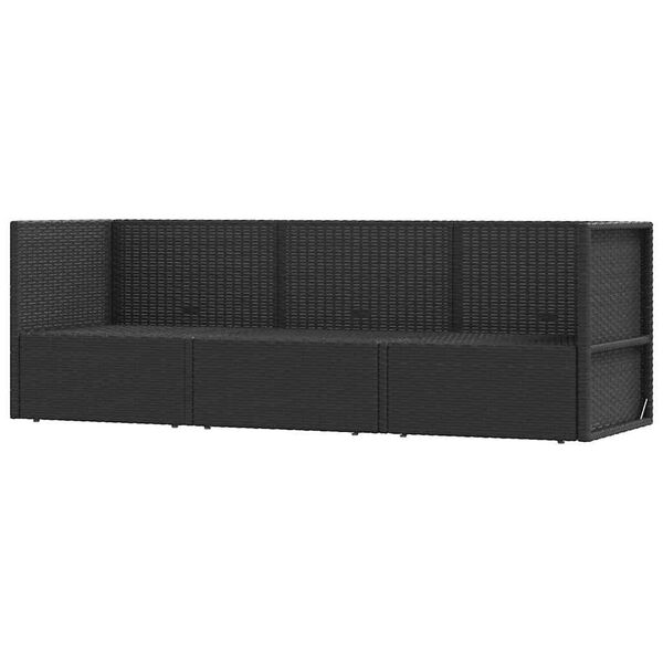 vidaXL Set de muebles de jard&iacute;n 3 pzas y cojines rat&aacute;n sint&eacute;tico negro