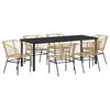 vidaXL Conjunto de Comedor de Jard&iacute;n 7 uds. Marr&oacute;n rat&aacute;n sint&eacute;tico