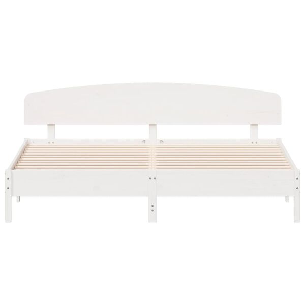 vidaXL Cama sin colch&oacute;n madera maciza de pino blanca 180x200 cm