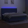 vidaXL Cama box spring colch&oacute;n y luces LED tela azul 200x200 cm