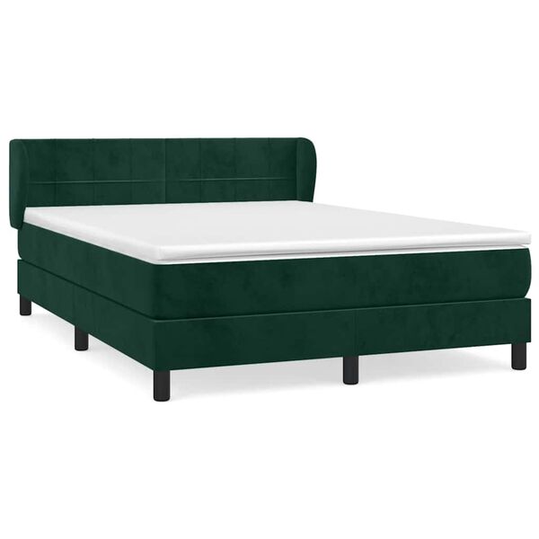 vidaXL Cama box spring con colch&oacute;n terciopelo verde oscuro 140x190 cm