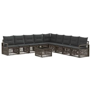 vidaXL Conjunto de sof&aacute;s de jard&iacute;n 10 uds. Gris rat&aacute;n sint&eacute;tico
