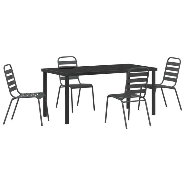 vidaXL Conjunto de Comedor de Jard&iacute;n 5 pcs Antracita