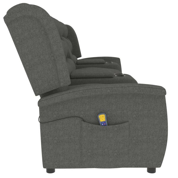 vidaXL Sillón de masaje reclinable 4 plazas con portavasos gris claro